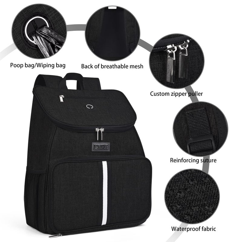 BAGLHERä¸¨Dog Travel Bag, Airline Approved Pet Supplies Backpack, Dog Travel Backpack Accessories Set with 2 Silicone Collapsible Bowls and 2 Food Baskets. Black - Image 5
